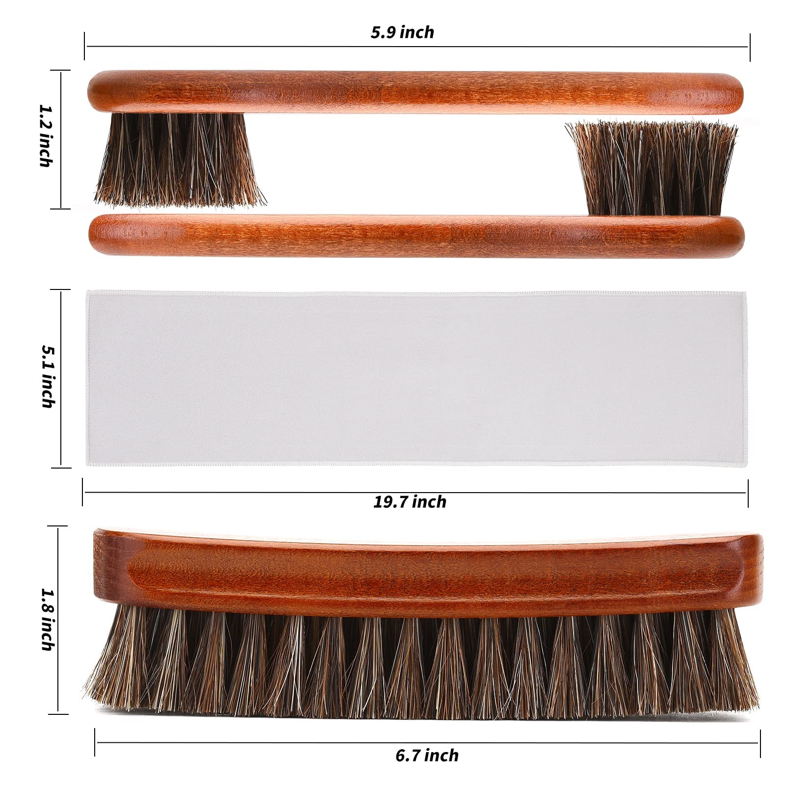 Unekez 4-Piece Horsehair Shoe Brush Shine Kit, Shoe Polish Kit, Leather Shoes Bo