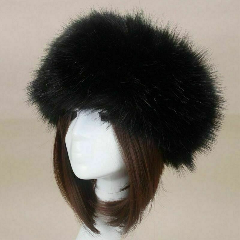 Womens Winter Russian Fluffy Faux Fur Headband Hat Thick Ear Warm Snow Ski Cap