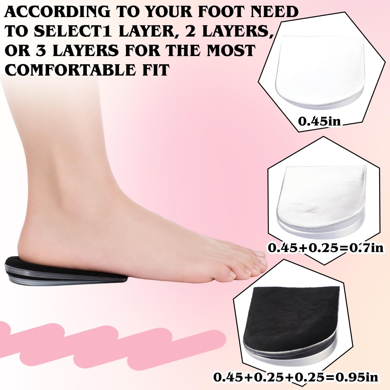 4 Pairs Adjustable Heel Wedge Insoles for Supination Overpronation Pain Relief