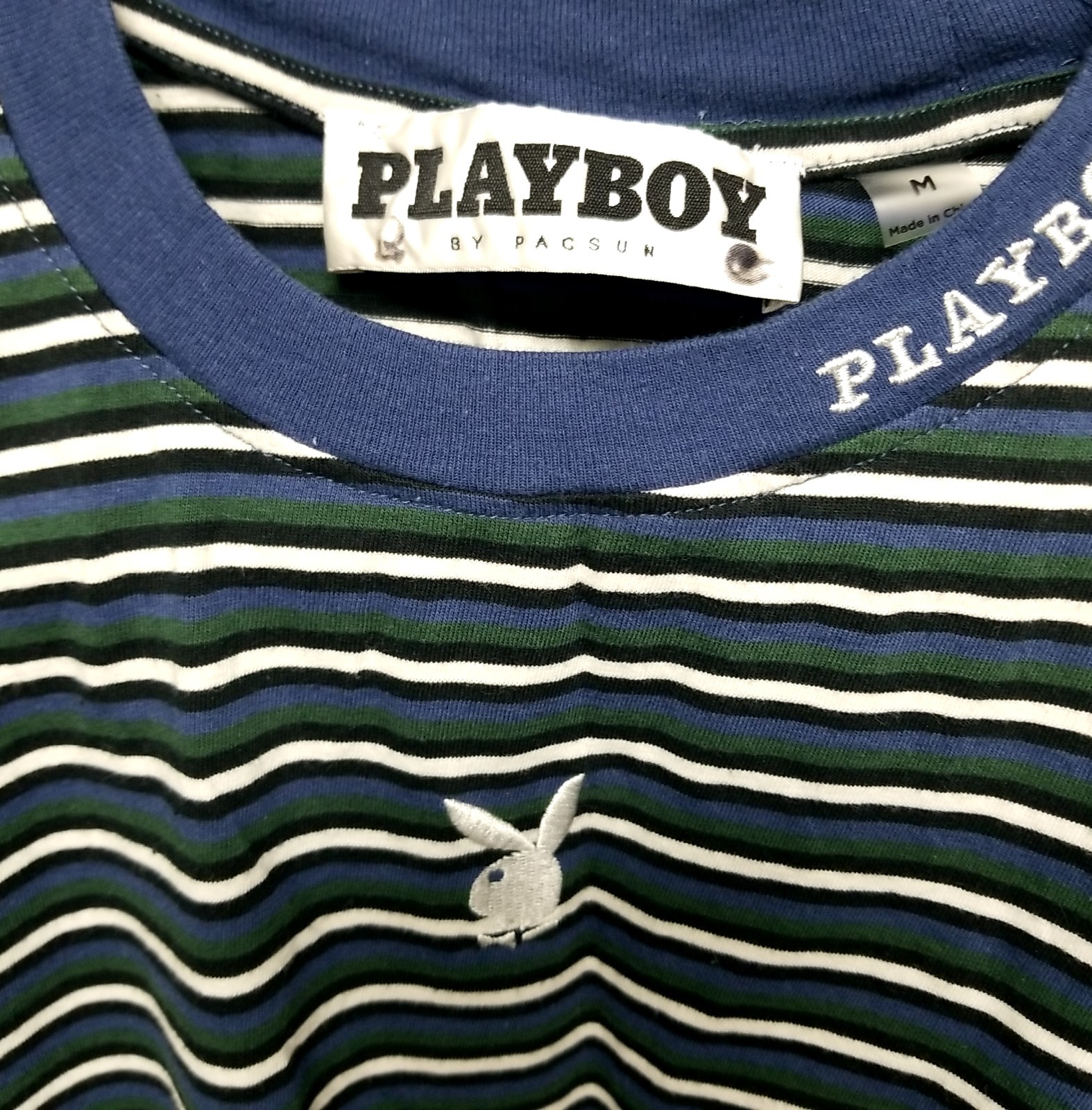 Playboy X PacSun Striped T-Shirt w Bunny Embroidery Men’s Size M