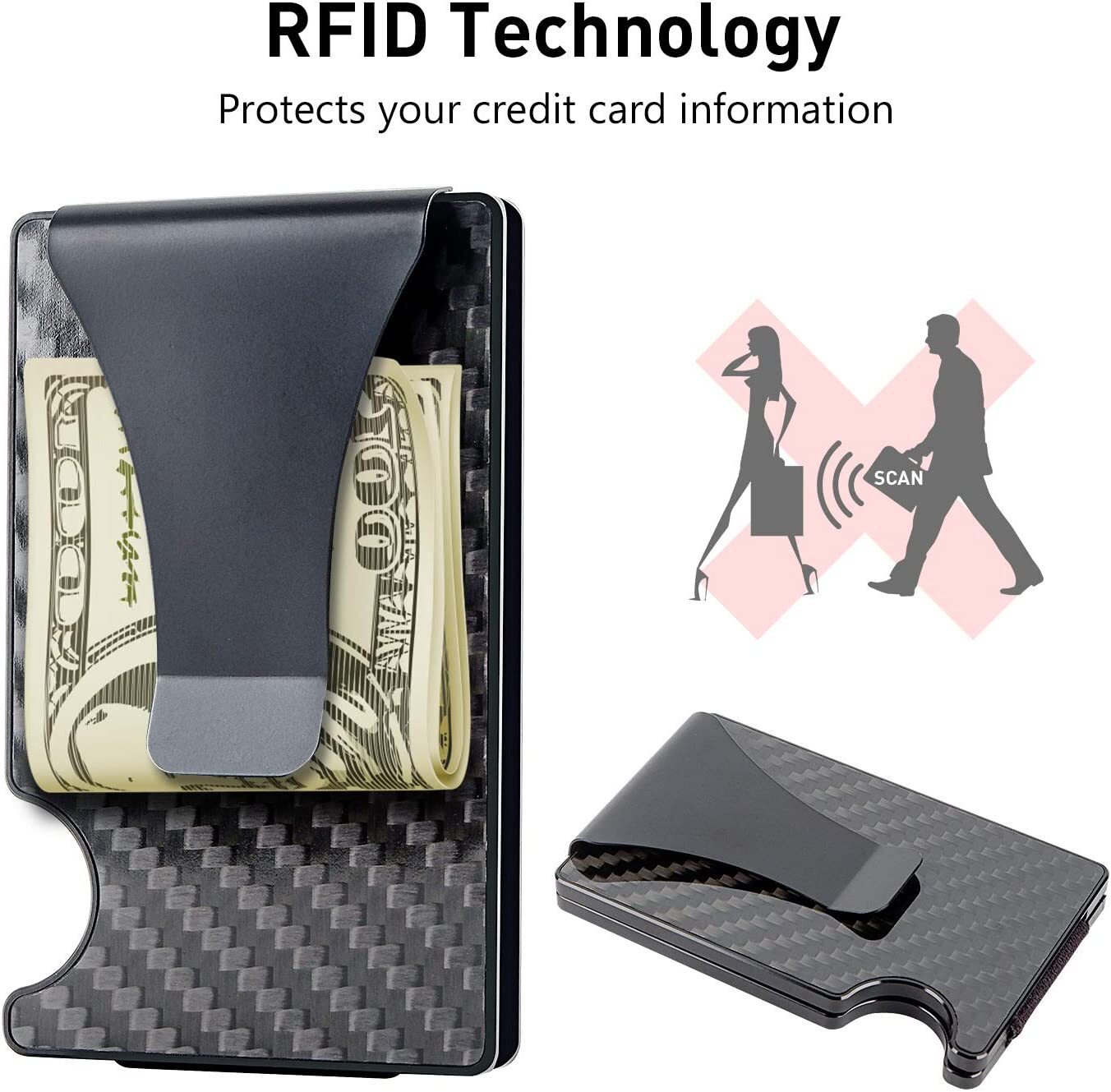 Minimalist Slim Wallet for Men SCREWLESS Metal Carbon Fiber Card Holder Hombres