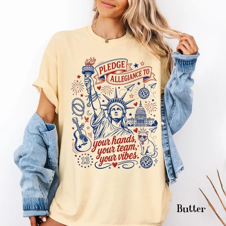 Patriotic Music Lovers Shirt Retro July 4th Team Vibes Graphic Tee Gifts