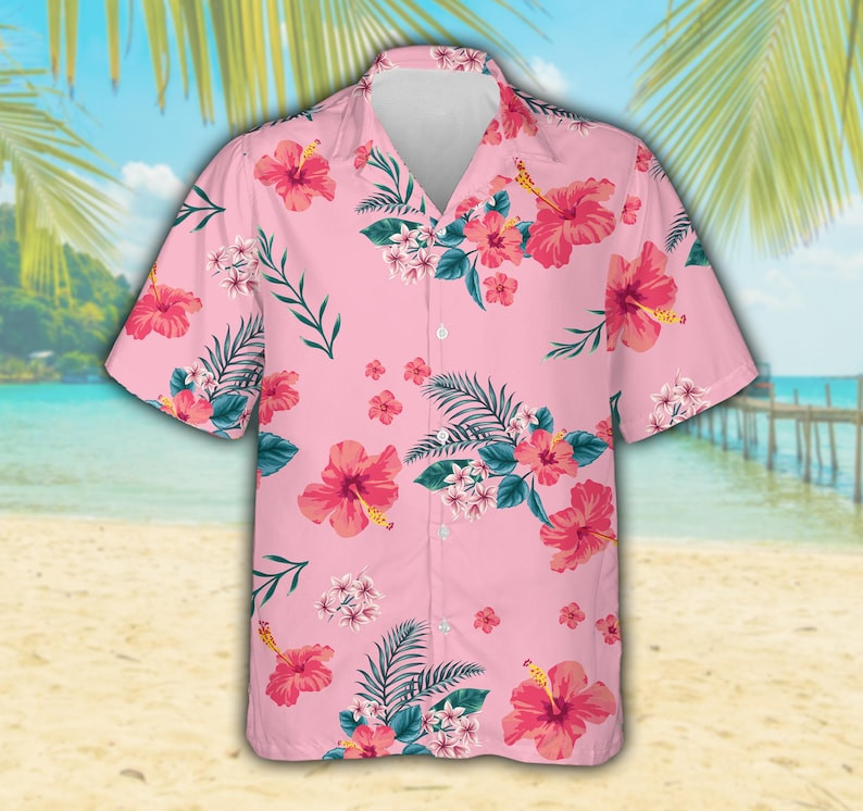 Hibiscus Flowers Pink Hawaiian Shirt For Unisex, Floral Summer Beach