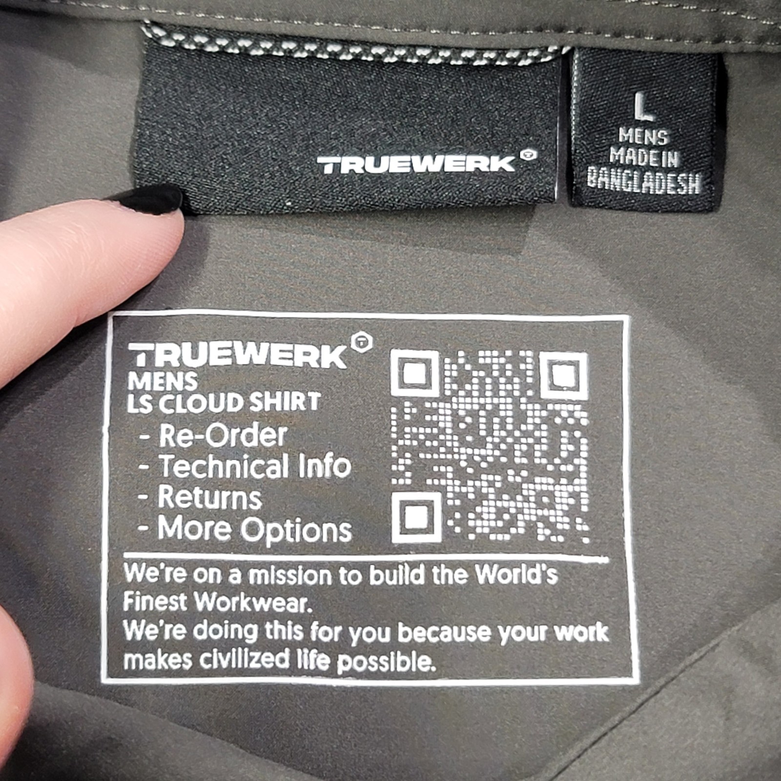 Truewerk Shirt Mens Large Gray LS Cloud Snap Up Flap Pockets Hiking Work