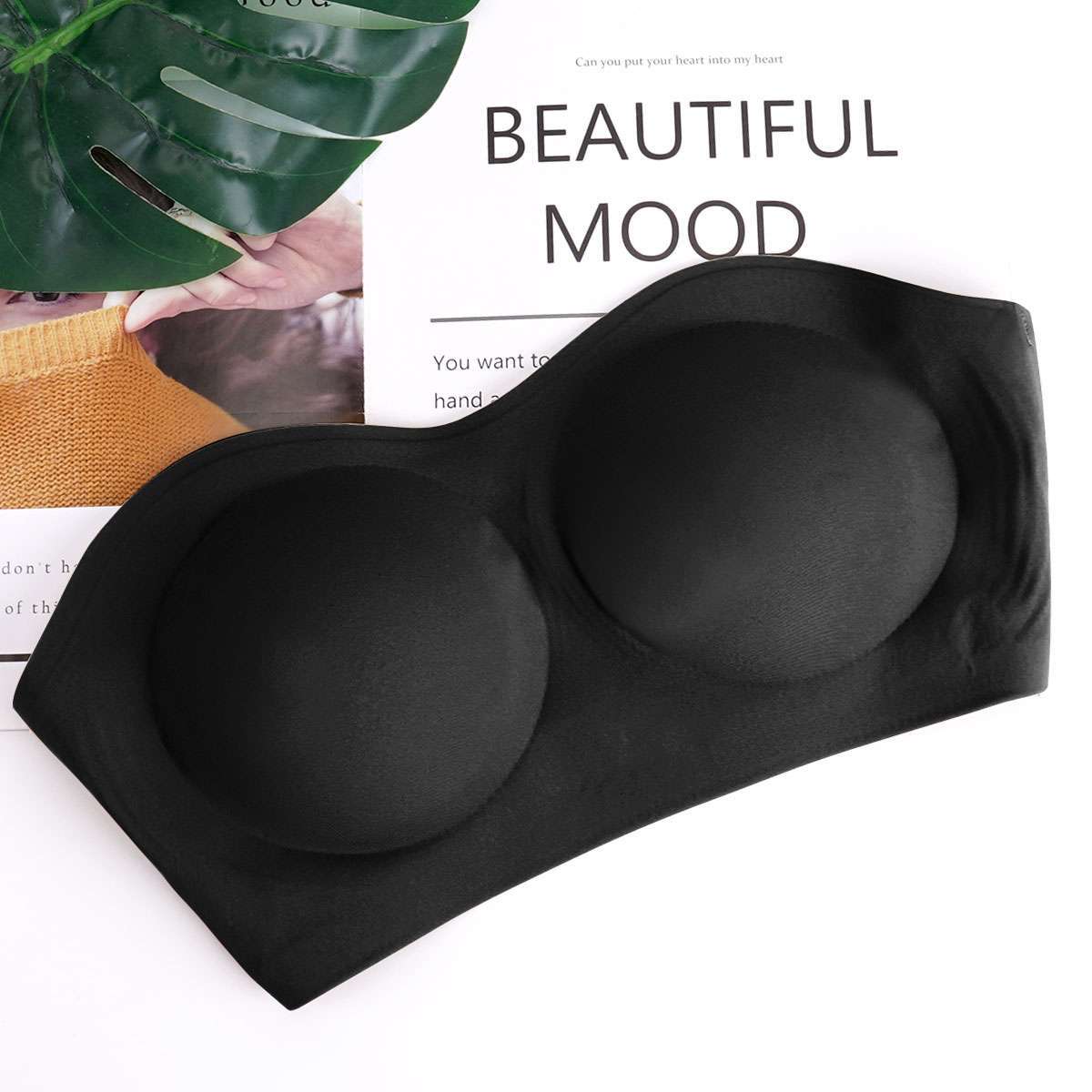Women Strapless Padded Bra Tube Top Seamless Bandeau Bralette Stretch Underwear