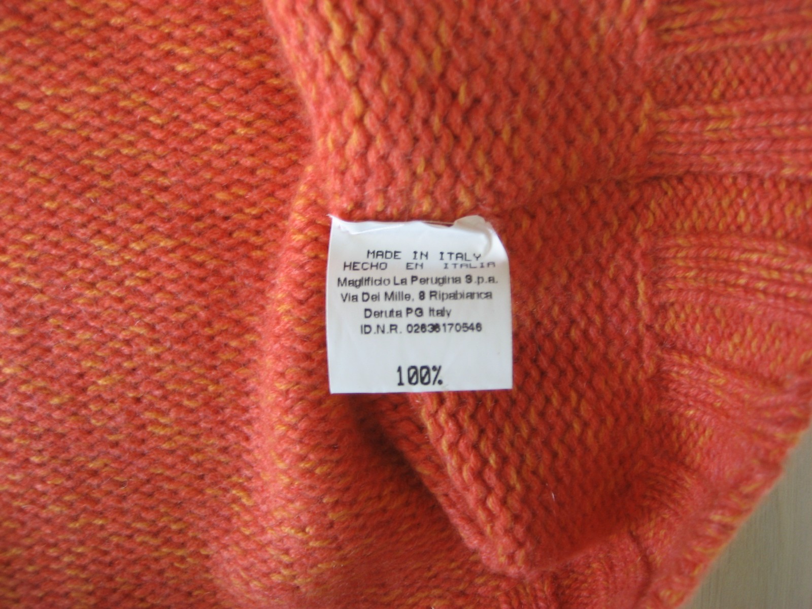 MARIA DI RIPABIANCA CASHMERE ORANGE TURTLE NECK LONG SLEEVE SWEATER SIZE 6