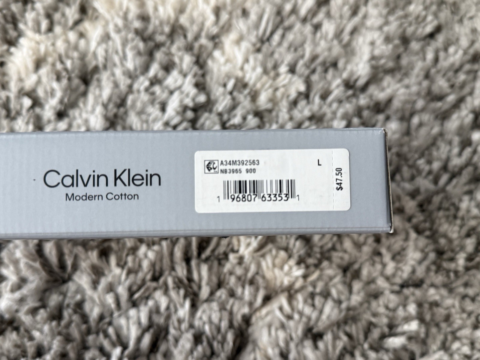 NEW Calvin Klein CK Men’s Modern Cotton Thong 3-Pack – Black White Gray (Size L)
