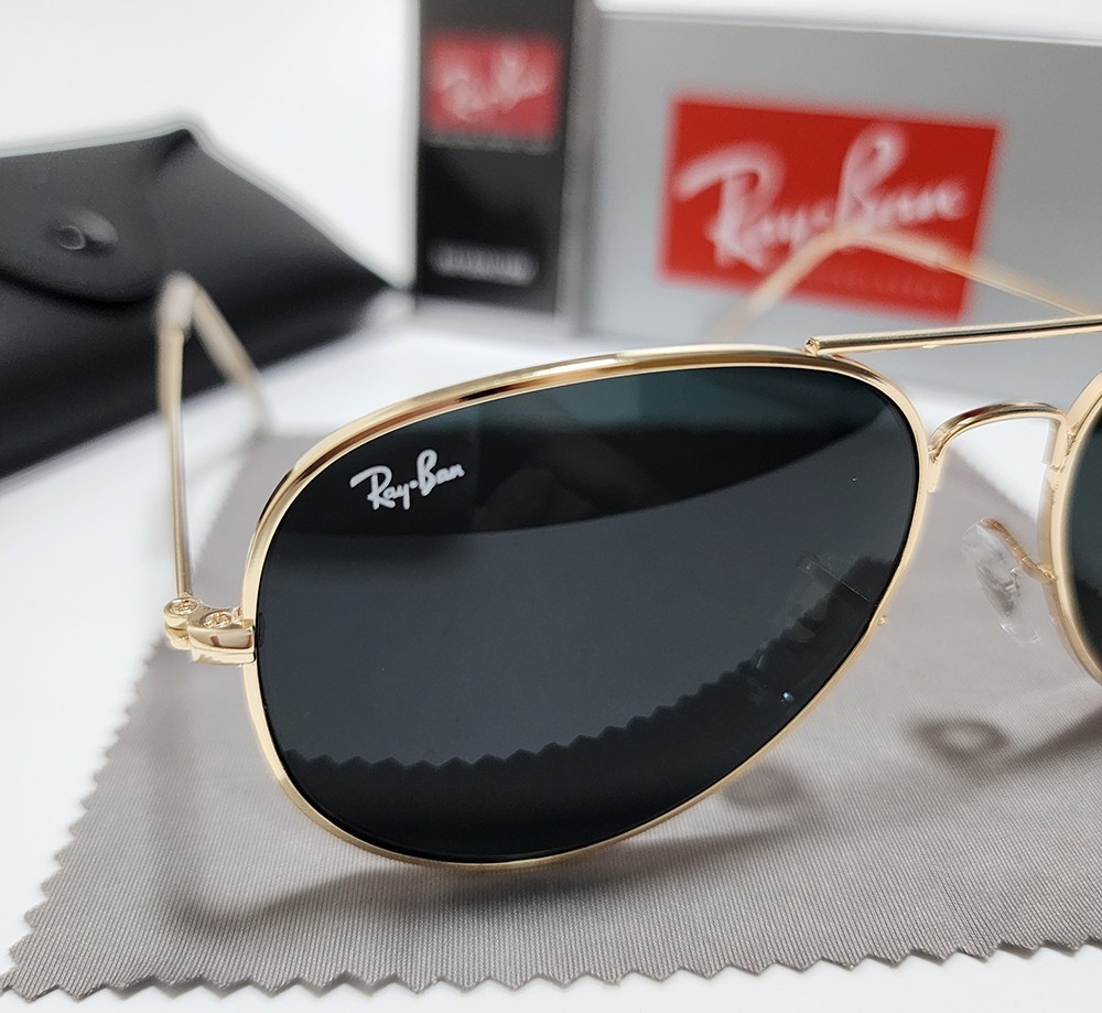 Ray-Ban RB3025 Aviator Sunglasses Gold Frame Gray Glass Lens 58mm UV400