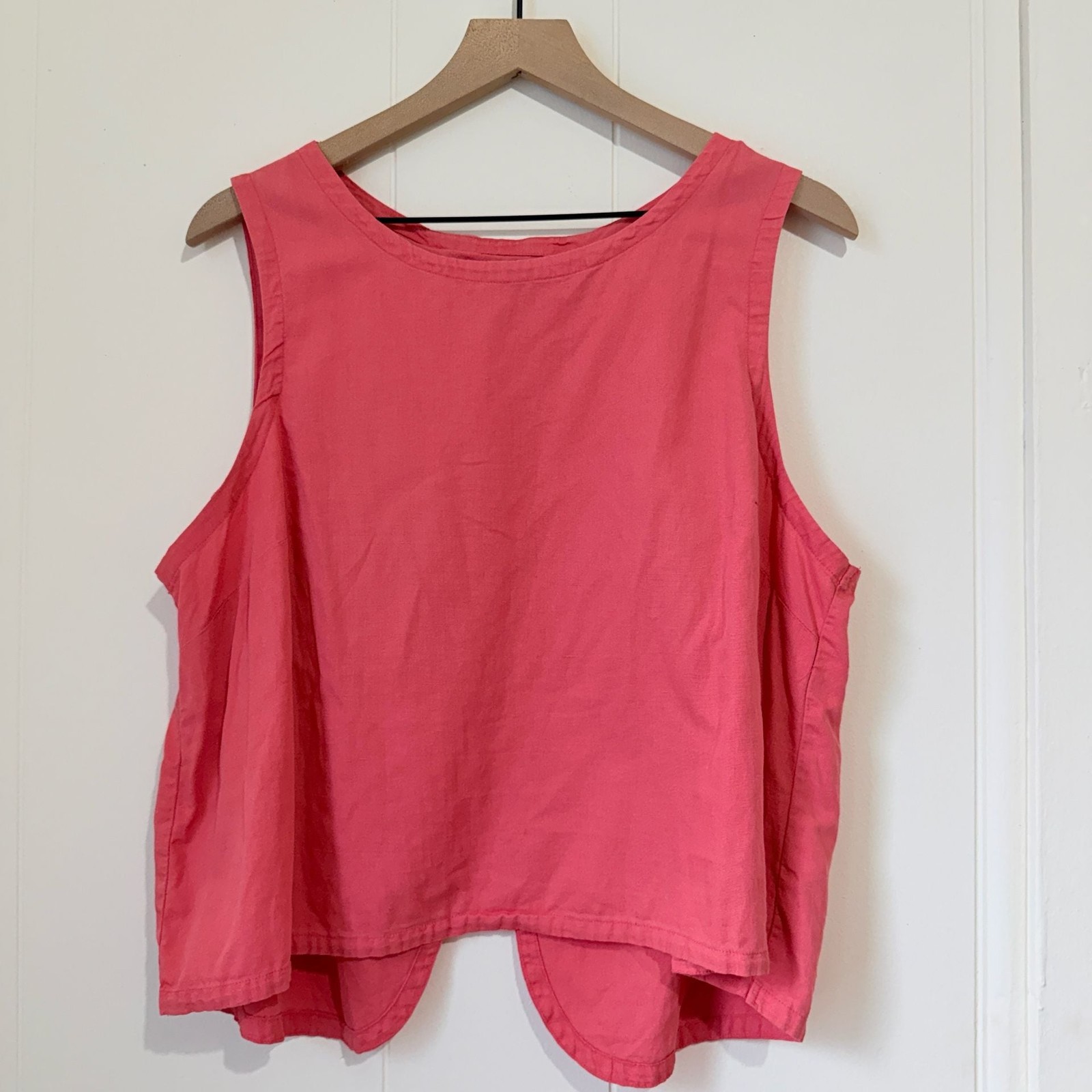 Pact Organic Cotton Linen Blend Sleeveless Tank Top Open Back Boho XL