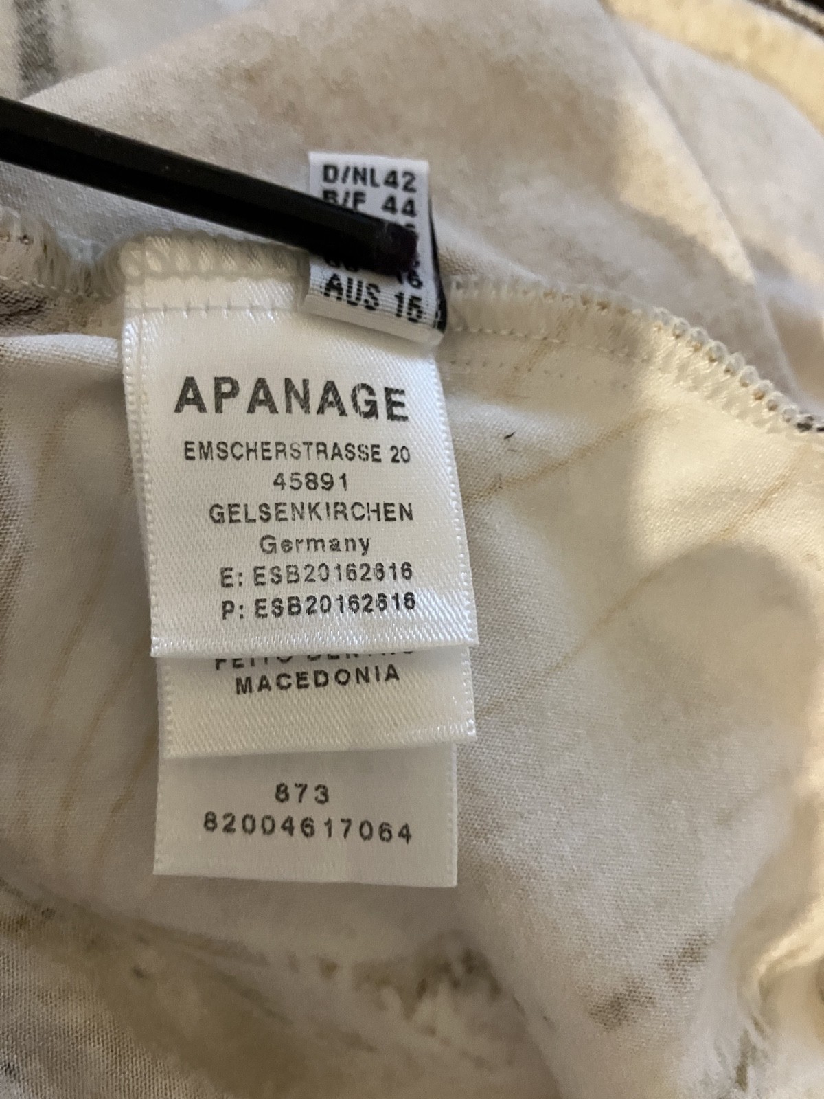 APANAGE Long Sleeved Drawstring Tunic Abstract Floral Print Gold Accents Size 16