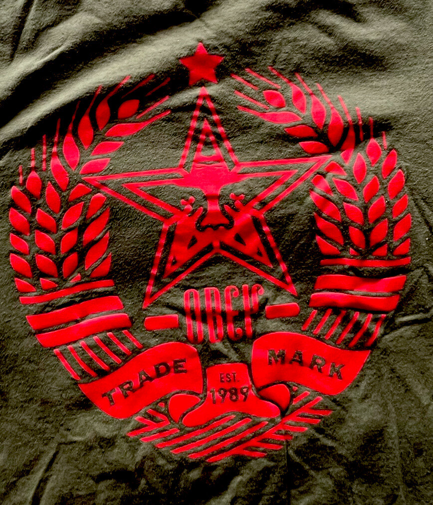Obey Worldwide Trade Mark Wreath Logo Star Andre Army Green T Shirt Size M