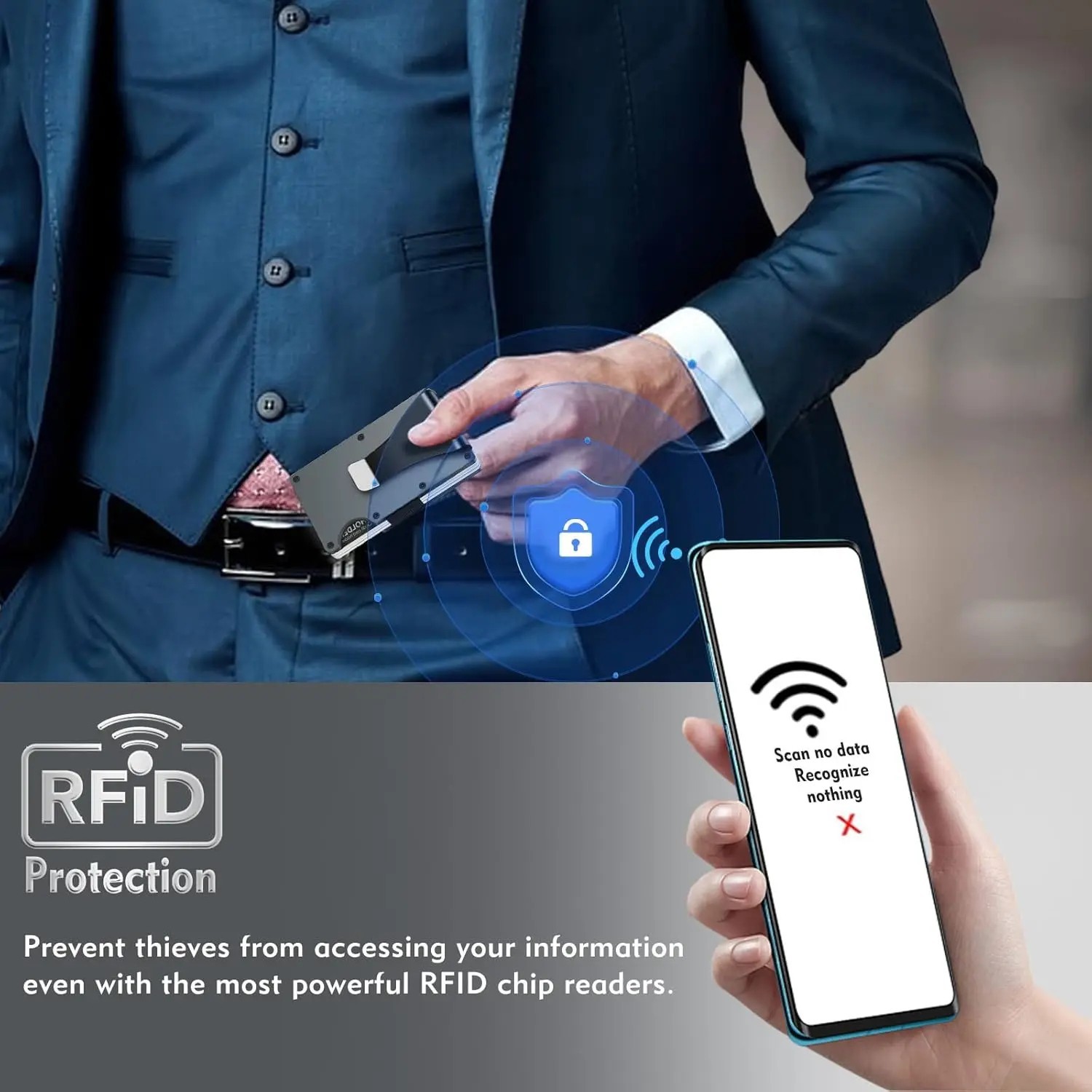 The Ridge Style Titanium Wallet with RFID Blocking Card Slots, Money Clip Usa
