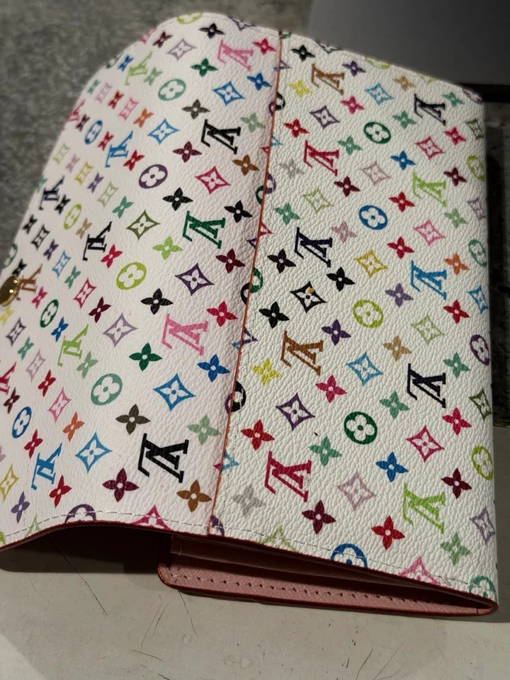 Louis Vuitton White Multicolor Sarah Long Wallet Snap Button