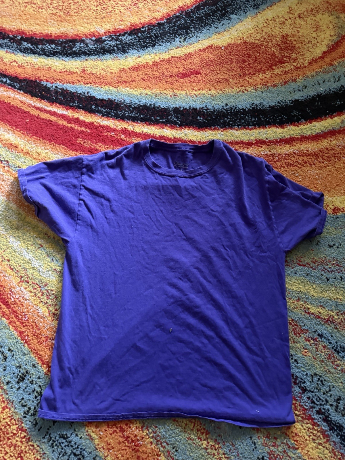 Champion Men’s Purple Crew Neck Short Sleeve Logo Cotton Knit T-Shirt L