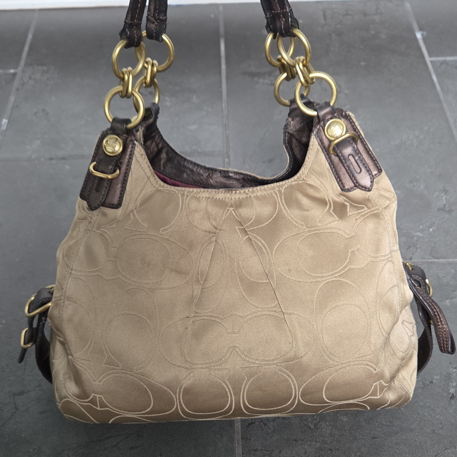 Vintage Coach Maggie Singature Hobo Shoulder Bag