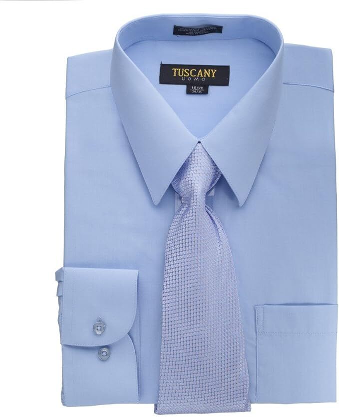 Men’s Dress Shirts With Matching (Random design) Tie Set Cotton Blend Shirt Set