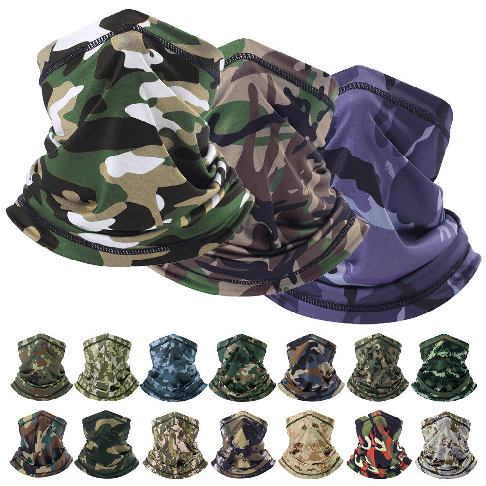 Camo Neck Gaiter Mask Face Scarf Bandana Tube Cover Balaclava Headband Headwrap