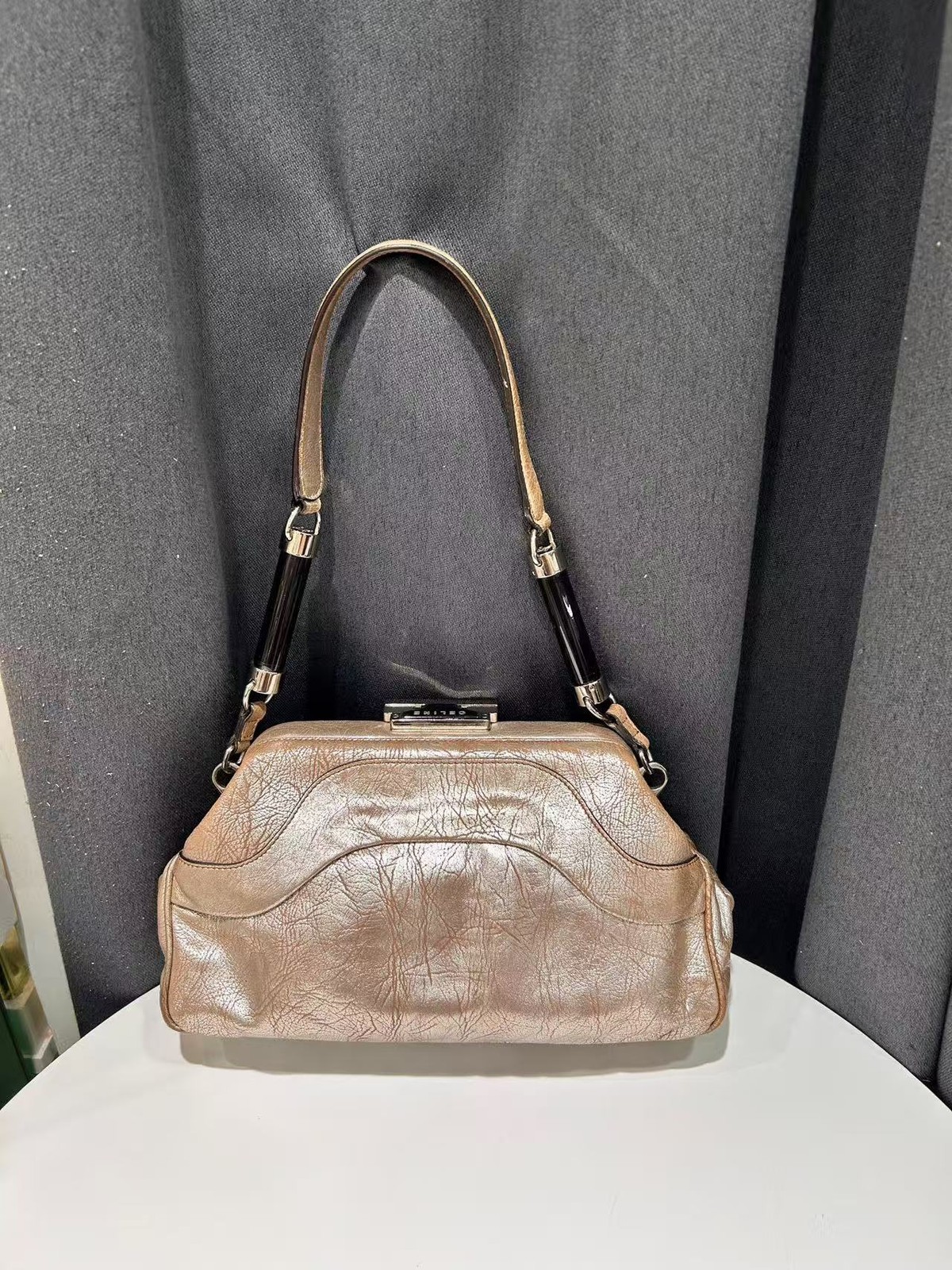 Celine Handbag Doctor Kelly Vintage Gold Leather France