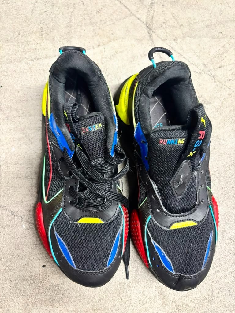 PUMA RS-X Toys Black Multicolor Mesh Running Sneakers Shoes Kids Size 5.5 (A1)
