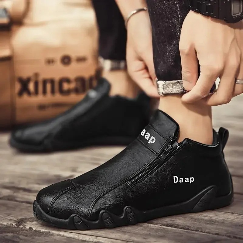 Men’s Casual Ankle Boots Slip On High Top Sneakers Lightweight Walking Shoes