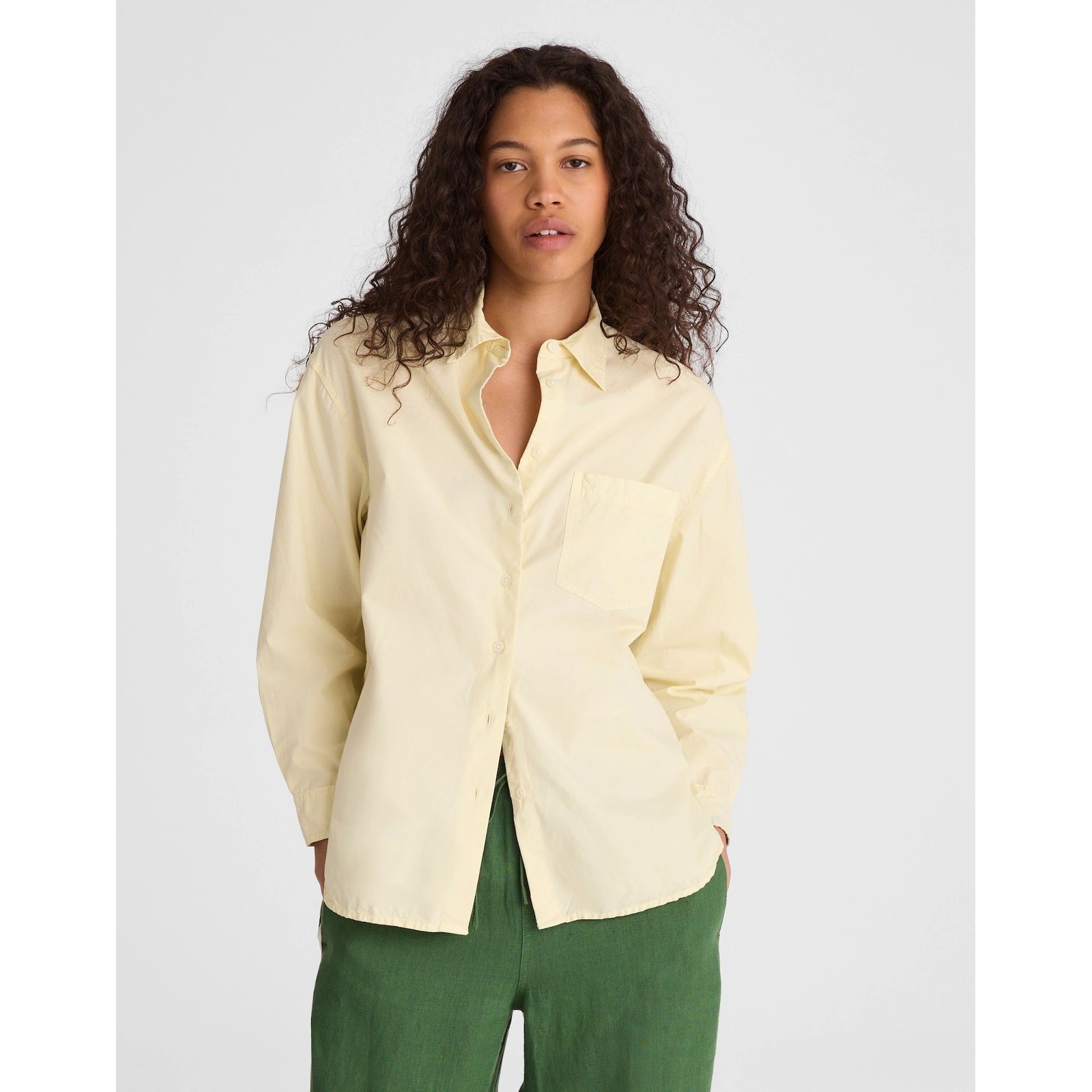NWT Madewell The Easy Shirt in Poplin Sheer Pineapple Yellow Large