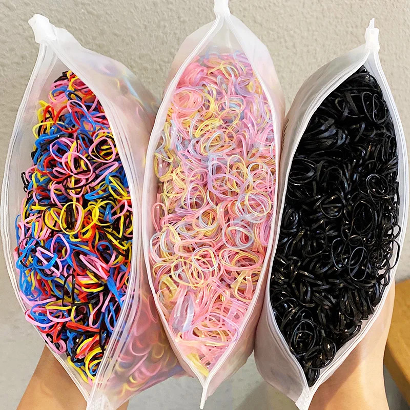 1000 Random Pack Girls Colorful Small Rubber Bands Gum Ponytail Hold New