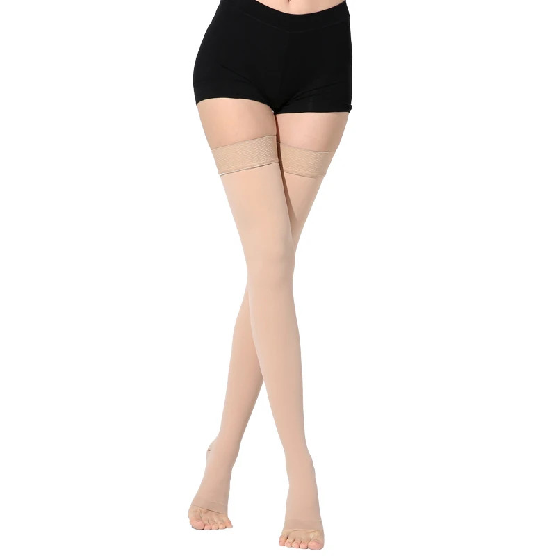 S M L XL XXL XXXL 23~32mmHg Men Woman Thigh High Medical Compression Stockin