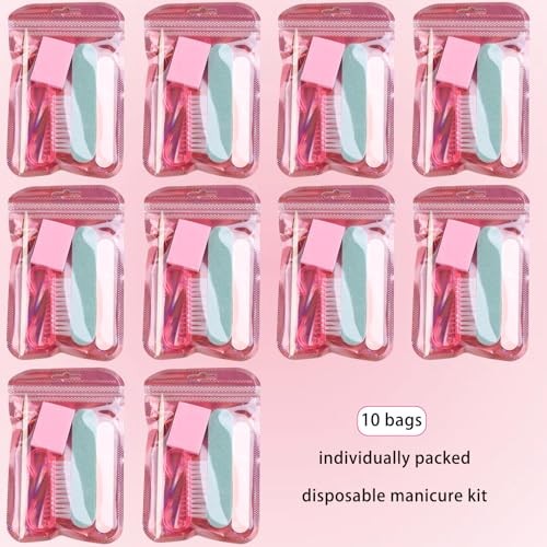 Disposable Manicure Kit Basics 5PCS Nail Kit, Mini Nail Files Buffers 10packs