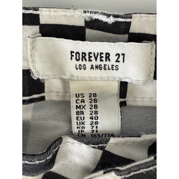 Forever 21 Black White Checkered High Waist Skinny Jeans Size 28