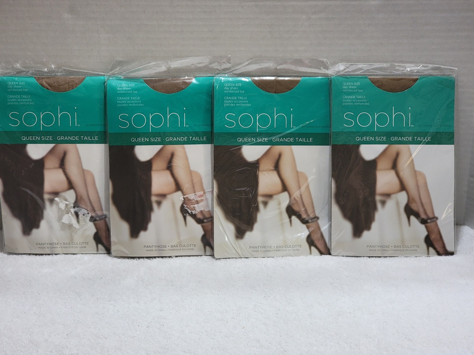 Vintage Sophi Queen Size Day Sheer Pantyhose Reinforced Toe Beige 160-190lbs
