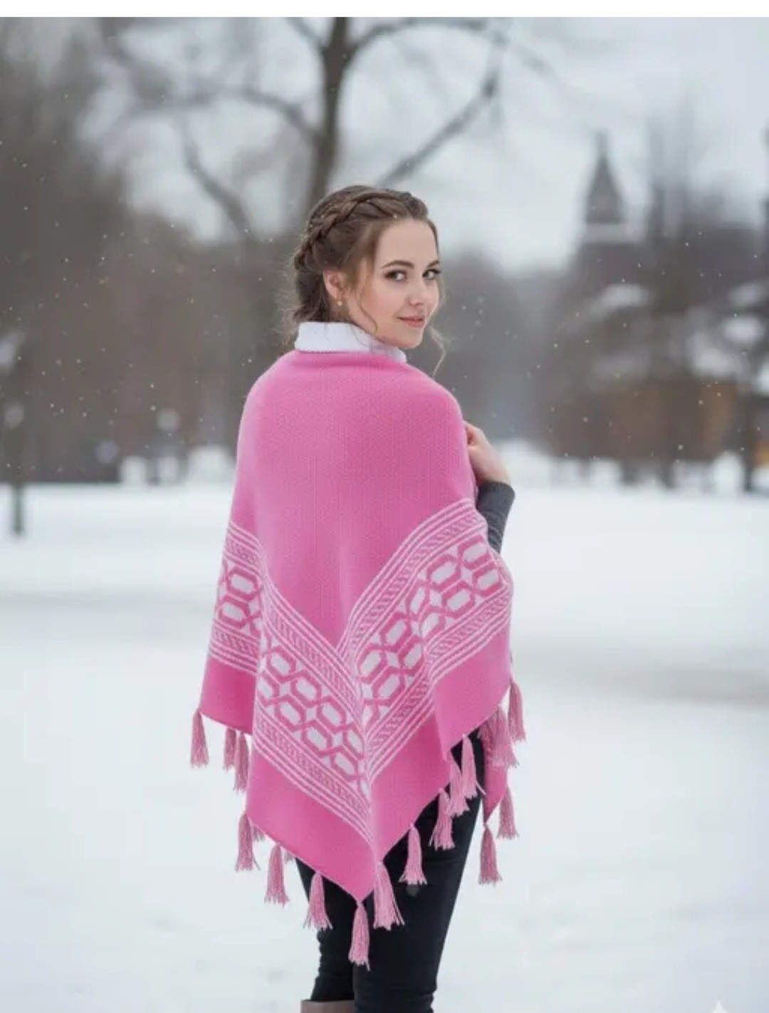 Women Knitted Poncho Very Elegent Stylish. Very Cozy For Winter Wear. Free Size.