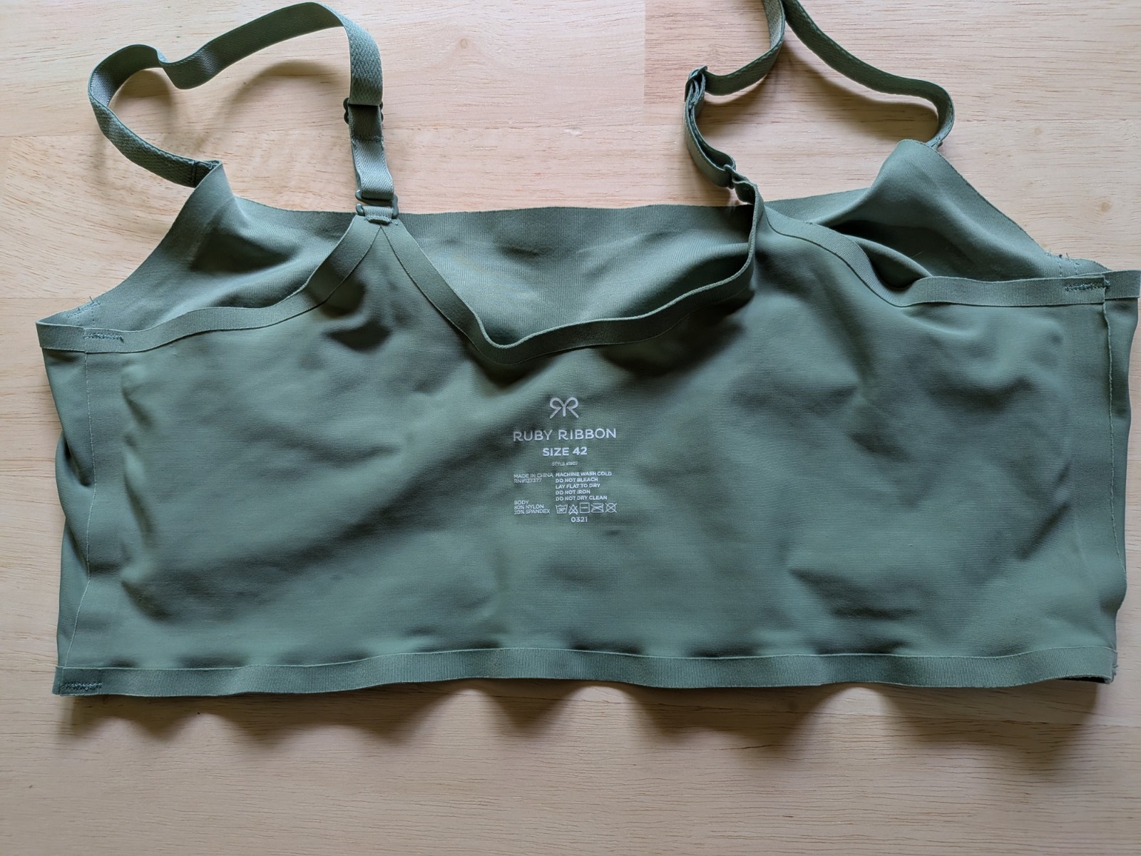 Ruby Ribbon Bra Size 42 Sage Green Second Skin Scoop Demiette