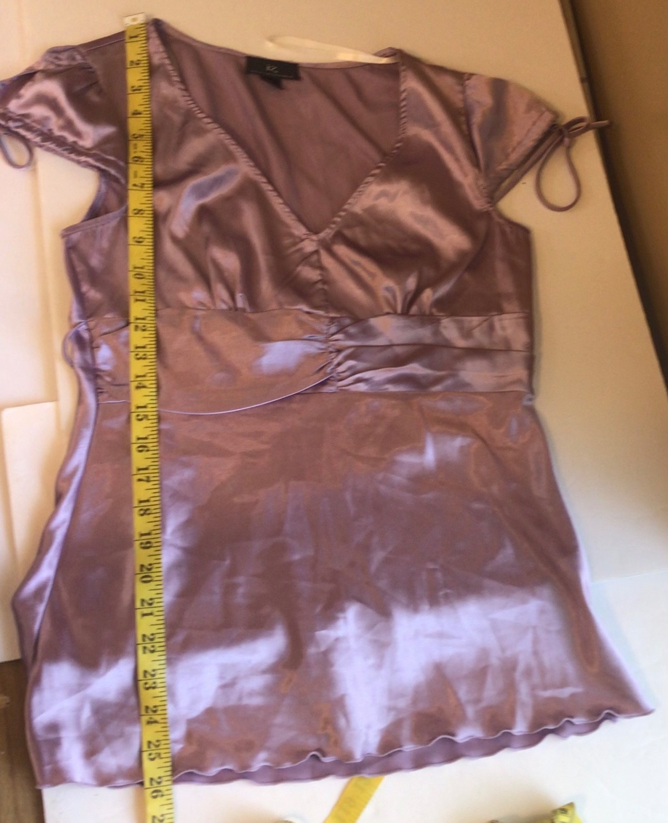 iz buyer satian top purple medium fitted ruched romantic y2k fairycore coquette
