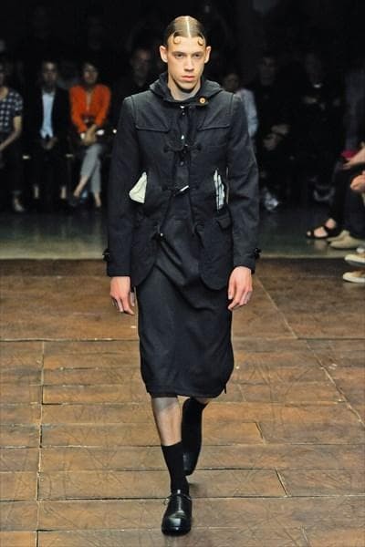 USED GARCONS HOMME PLUS 12SS POLYESTER SHRINK DUFFLE JACKET, BLACK GOOD