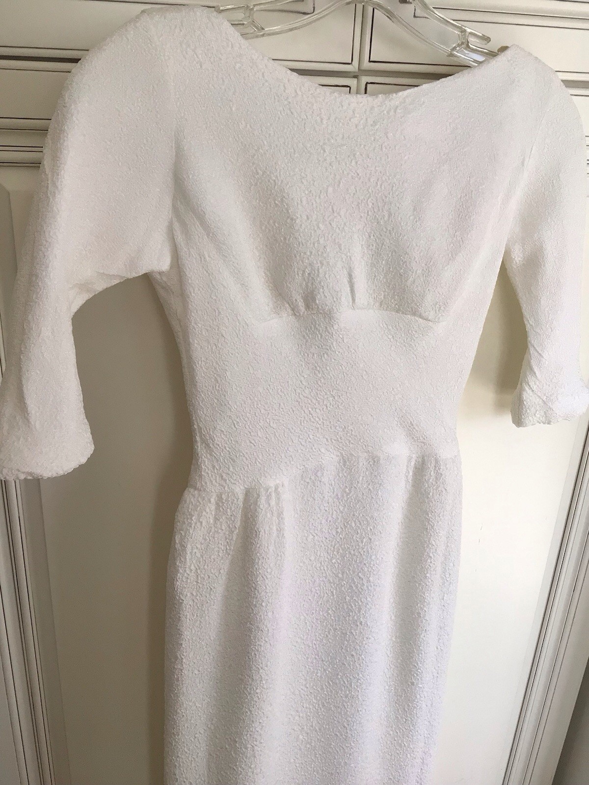 Vintage 50s 60s Lorrie Deb White Bombshell Body Hugging Formal Formfitting