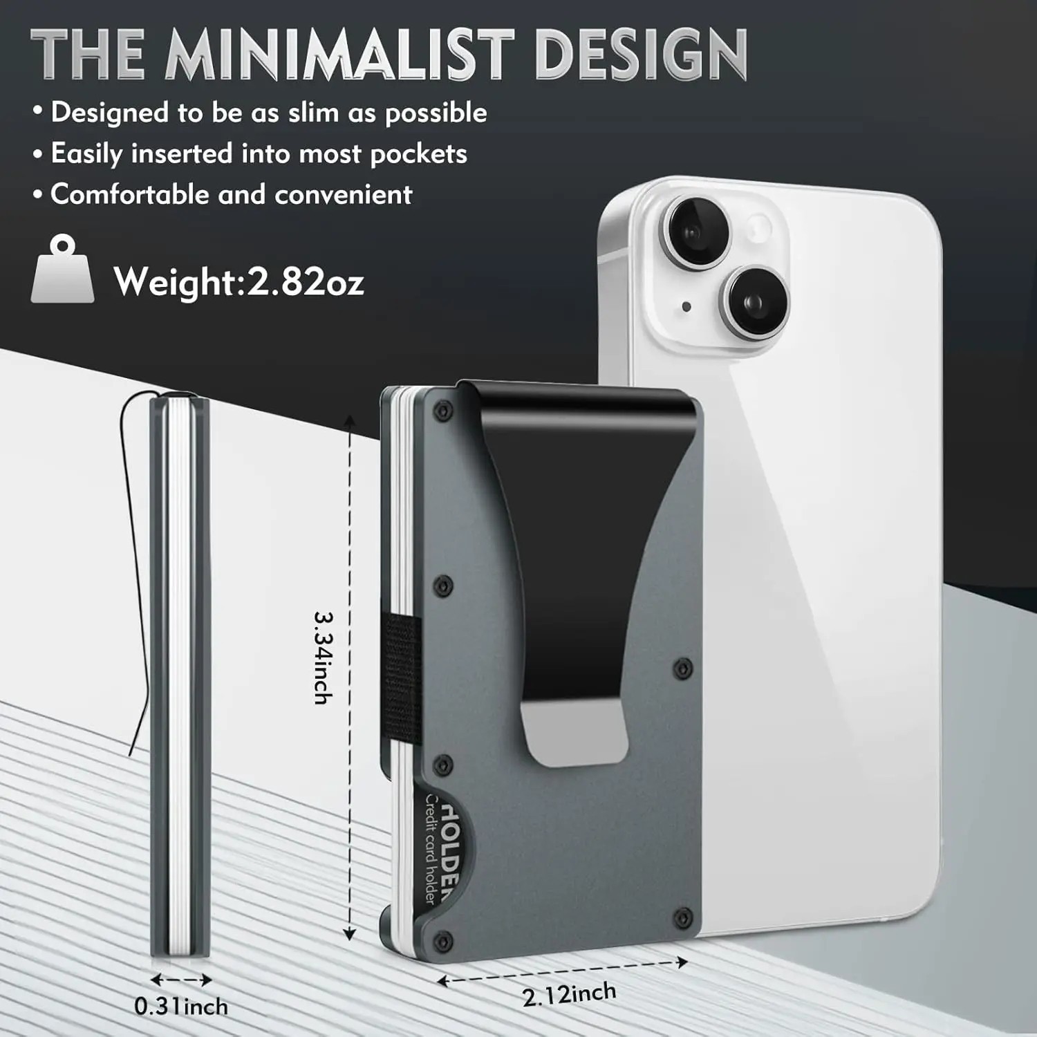 The Ridge Style Titanium Wallet with RFID Blocking Card Slots, Money Clip Usa