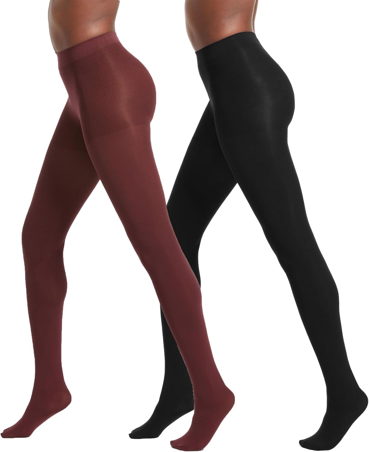 Women’s Control Top Tights Super Opaque 90 Denier Shaping Pantyhose 2 Pack