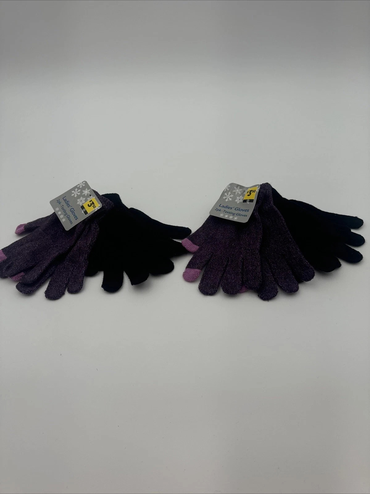 Ladies Pruple/Black Texting Gloves 4 Set