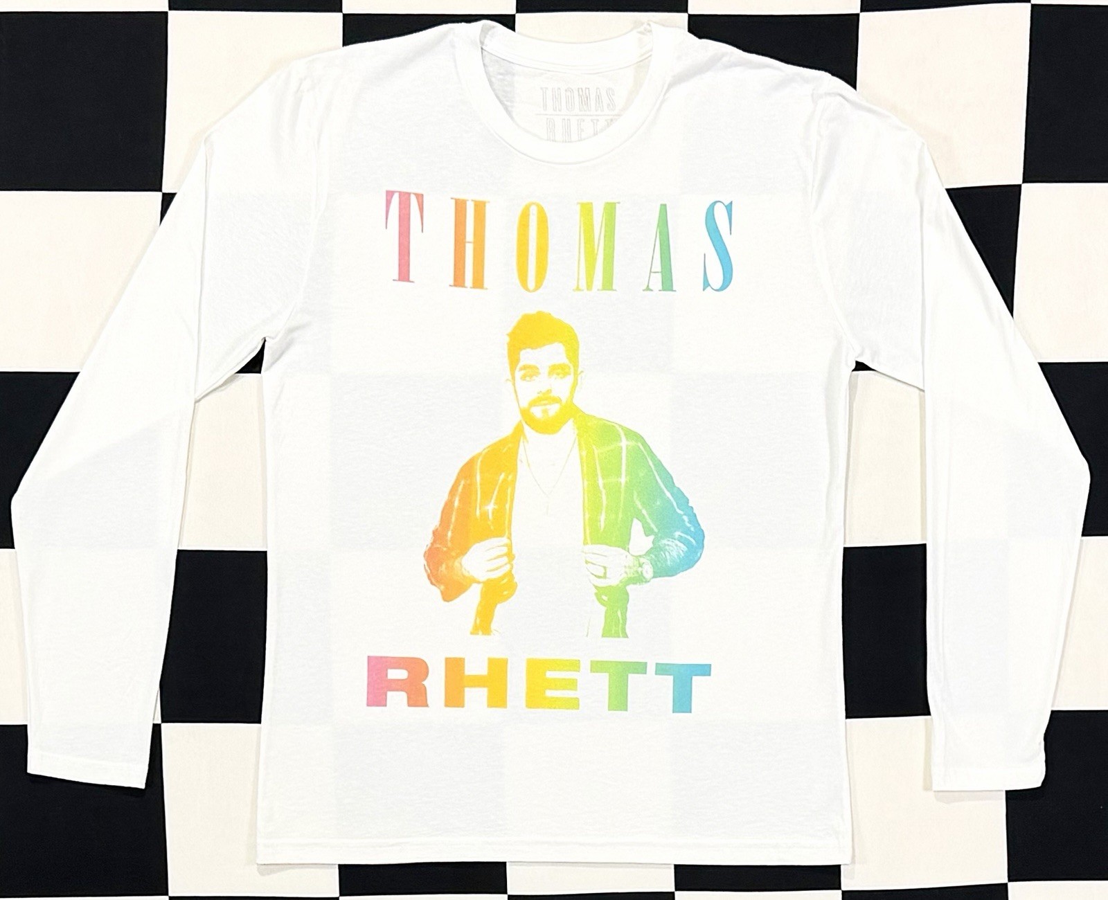 Thomas Rhett White Long Sleeve T-Shirt Unisex M Tour Music Band Colorful