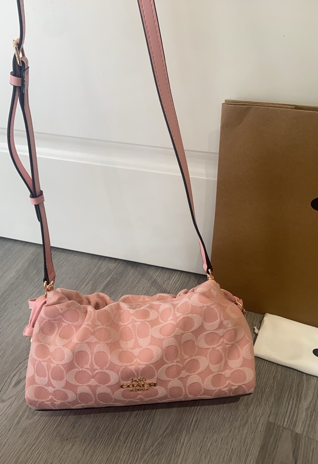 COACH Faye Shoulder Bag Signature Denim Light Pink CER68 IMNH1 Auth New