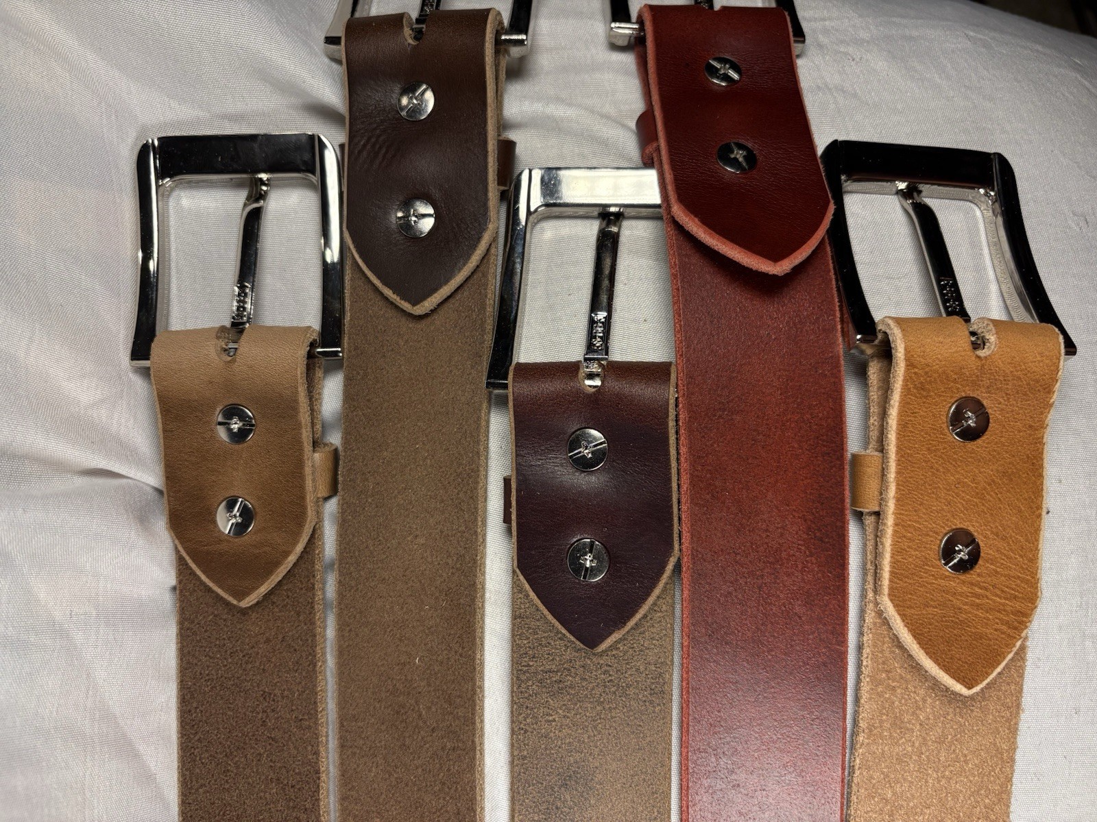 Natural Horween Chromexcel Handmade Leather Belt 1.5 Inch Raw Edge Silver Buckle