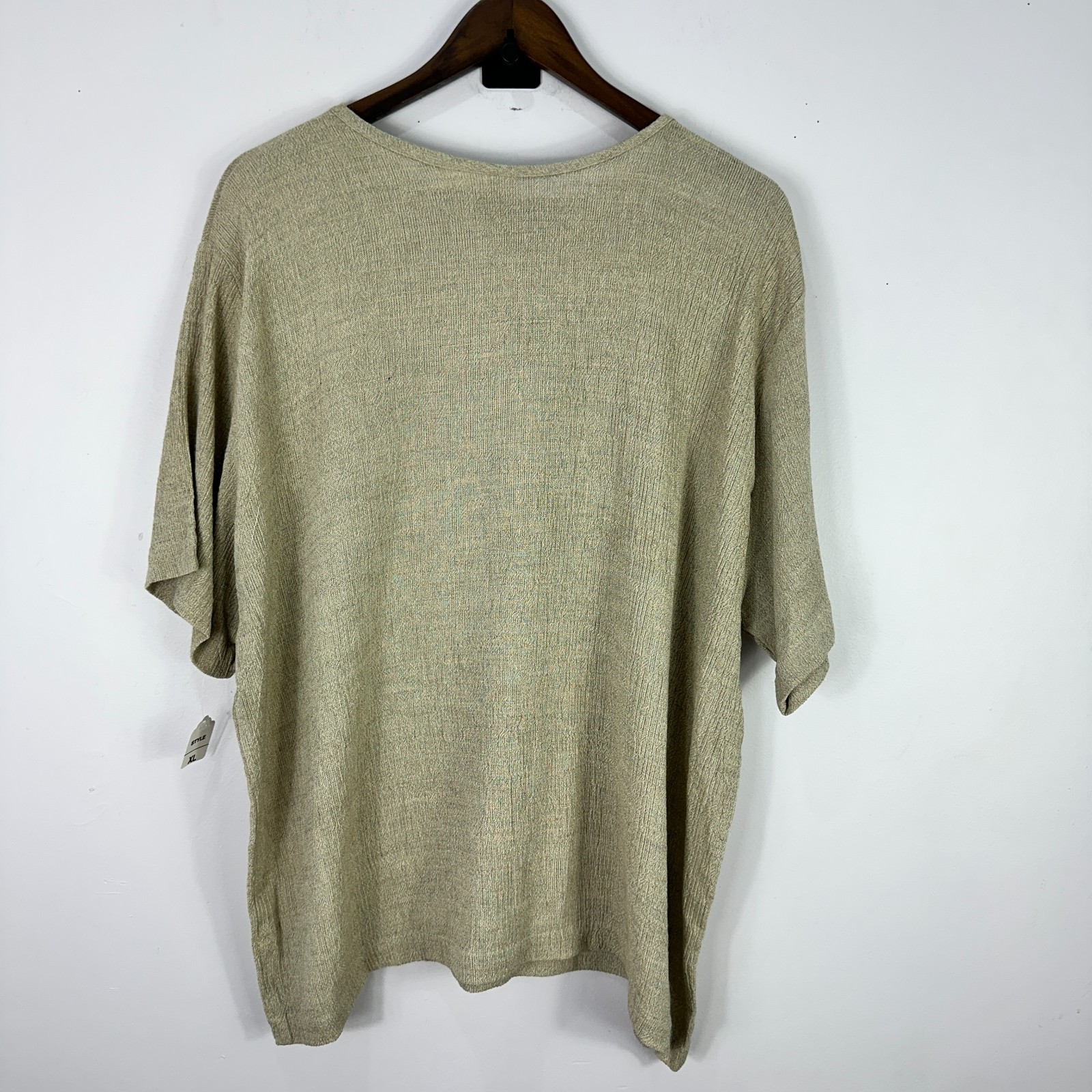 Risa Oversized Short Sleeve Top Womens XL Beige Minimalist Lagenlook Boho Luxury
