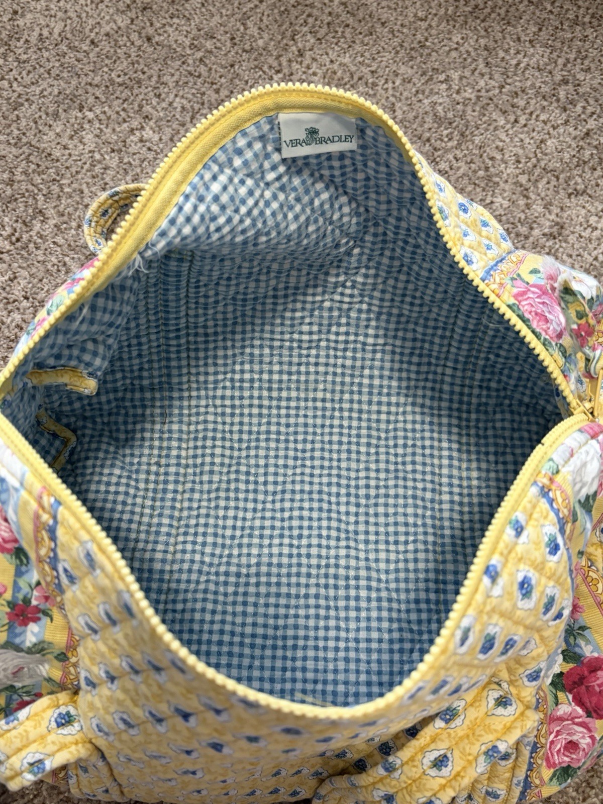 VTG Rare Vera Bradley Elizabeth Retired Small Duffel Handbag Yellow Rose Floral