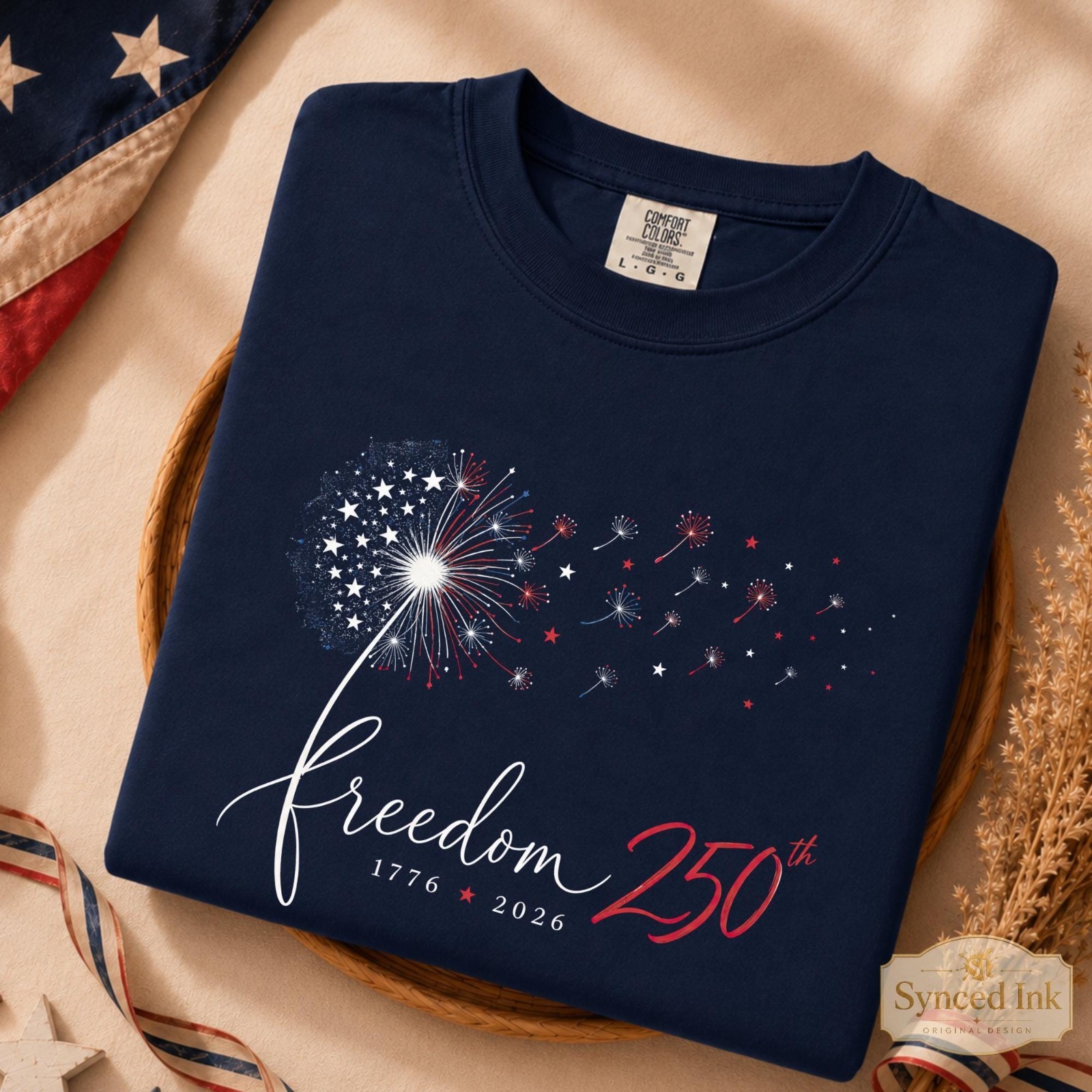 Freedom 250 America 1776 T-Shirt Patriotic Fireworks Independence Day Tee