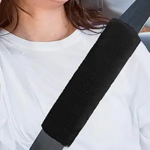 2PCS Soft Plush Car Seat Belt Shoulder Pads for Neck and Shoulder Color: Black