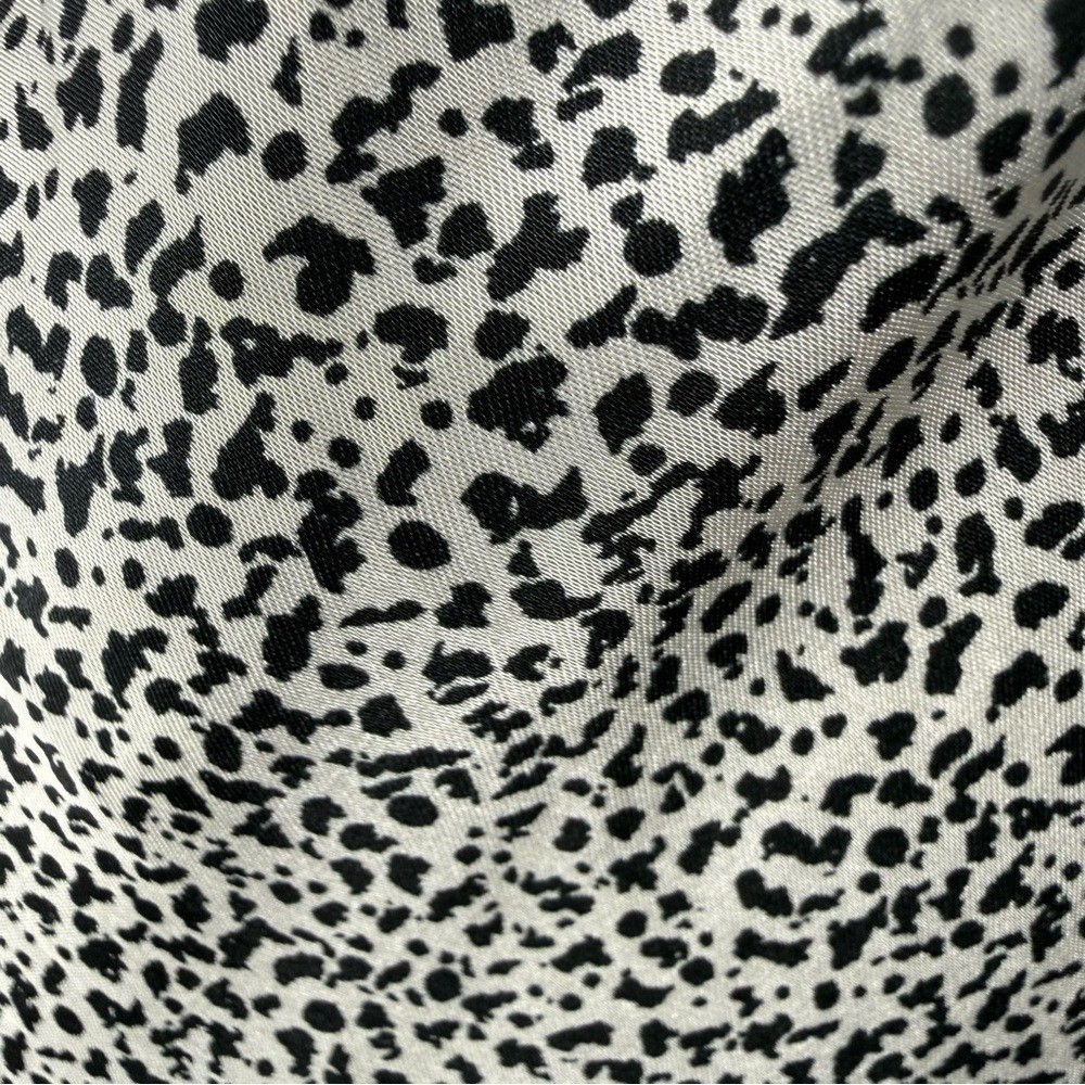 Sienna Sky Black And Cream Speckled Satin Skirt Size L Elastic Waist Mid Length