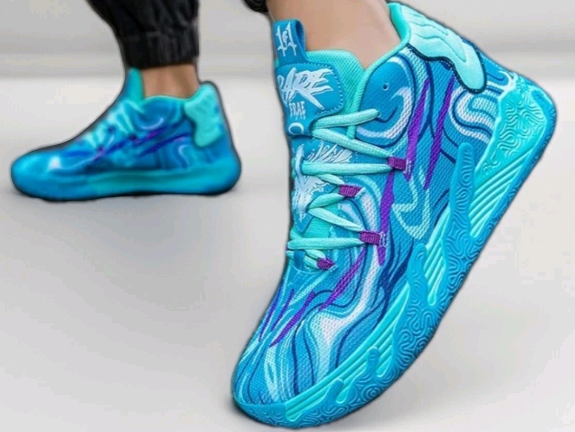 MENS SIZE 9 LACE UP MID TOP HIGH QUALITY🌟BASKETBALL🏀SHOES TURQUOISE & PURPLE