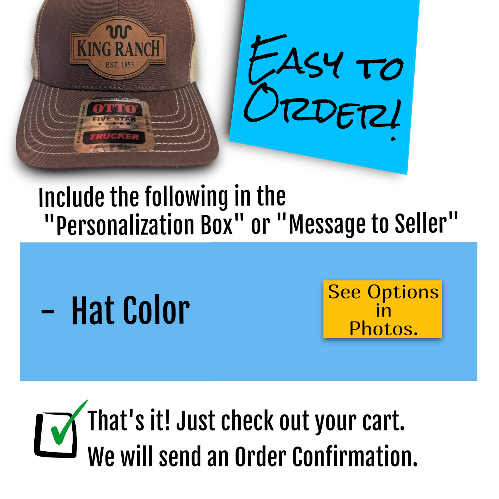 Trucker Hat Baseball Cap Snapback King Ranch Western Style 34 Color Choices