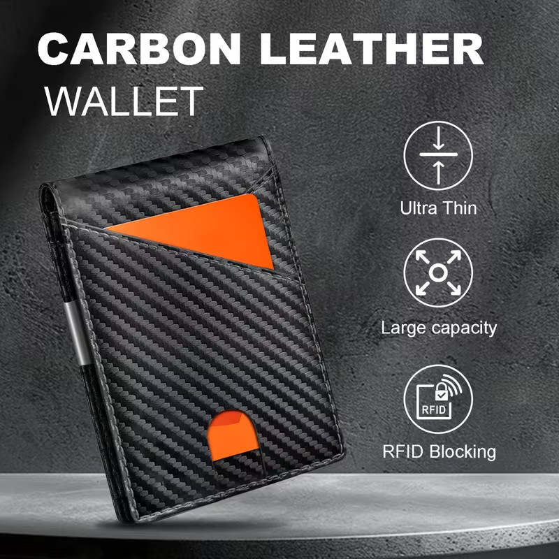 RFID, Blocking Pop Up Wallet, Carbon Fiber Card Holder, Slim Metal Wallet