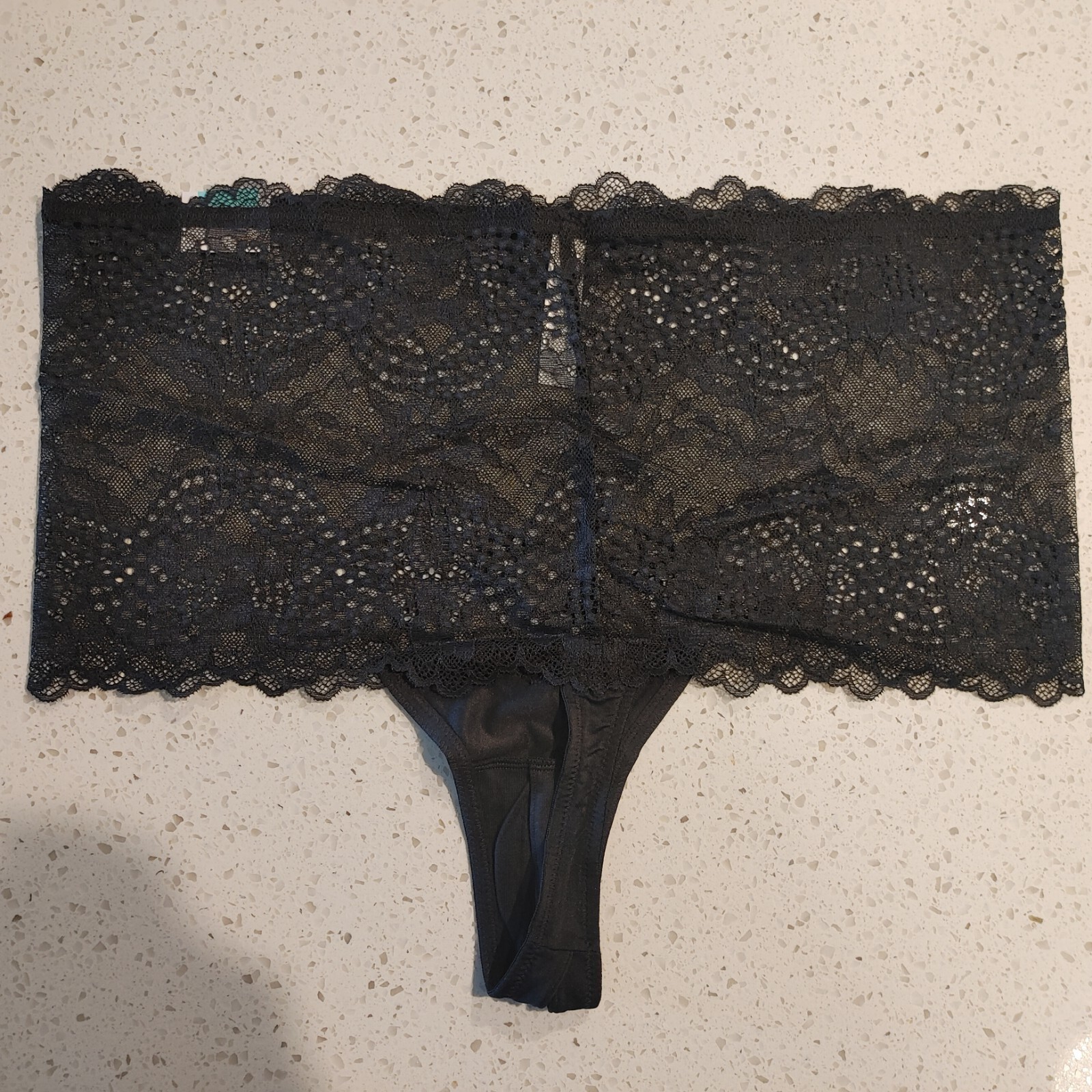 Lane Bryant Cacique Split Gusset Thong Black With Lace Plus Panties 22/24 Sexy C